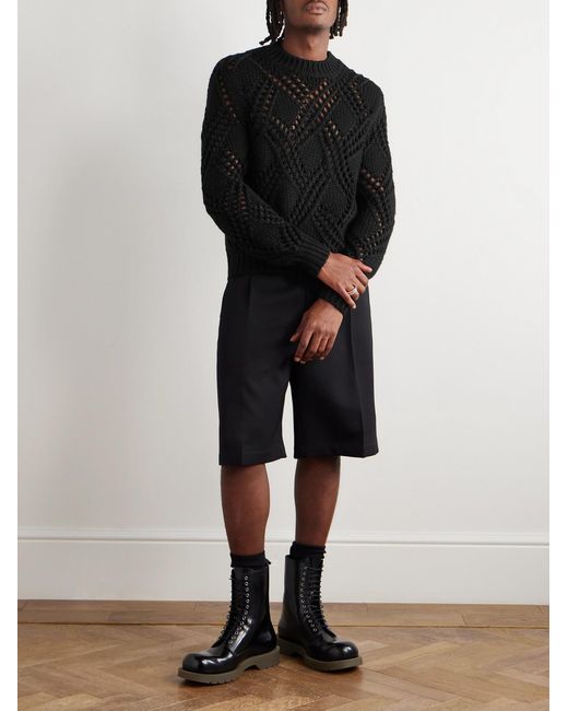 Jil Sander Black Open-knit Wool Sweater for men