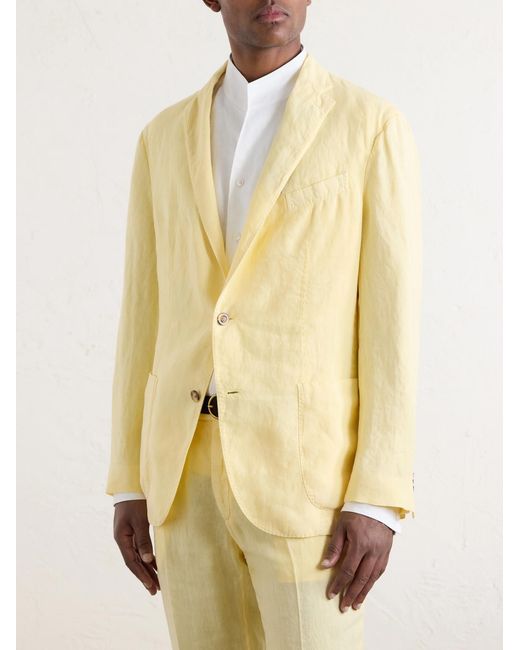 Boglioli Yellow Linen Suit Jacket for men