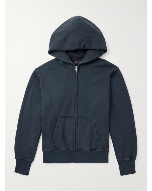 Les Tien Kapuzenjacke aus Baumwoll-Jersey mit Fleece an der Innenseite in Stückfärbung in Blue für Herren
