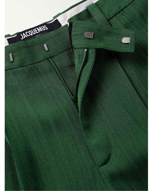 Jacquemus Green Titolo Straight-leg Pleated Woven Trousers for men