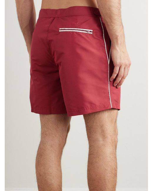 Brunello Cucinelli Red Straight-Leg Mid-Length Logo-Print Swim Shorts for men