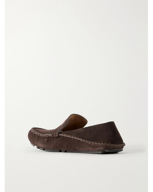 Loewe White Rambla Suede Driving Loafers for men