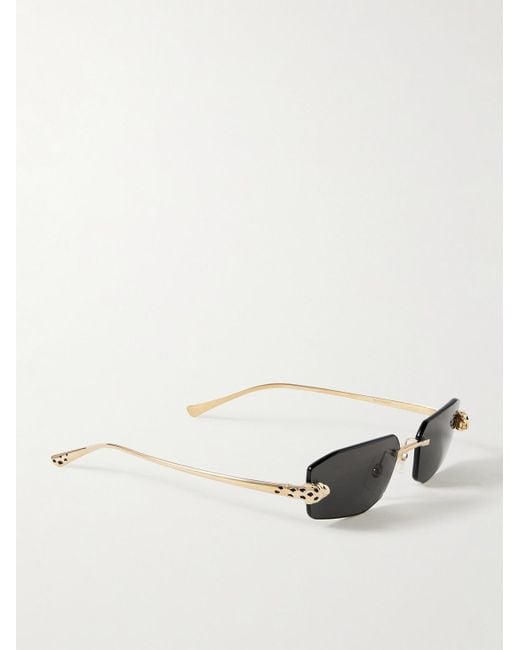Cartier Metallic Panthère De Cartier Rimless Rectangle-Frame-Tone Sunglasses for men