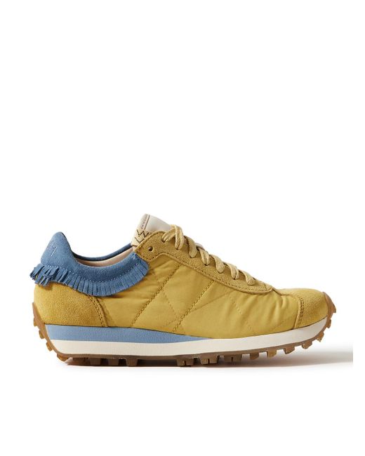 Visvim Blue Walpi Fringed Leather-trimmed Suede And Shell Sneakers for men
