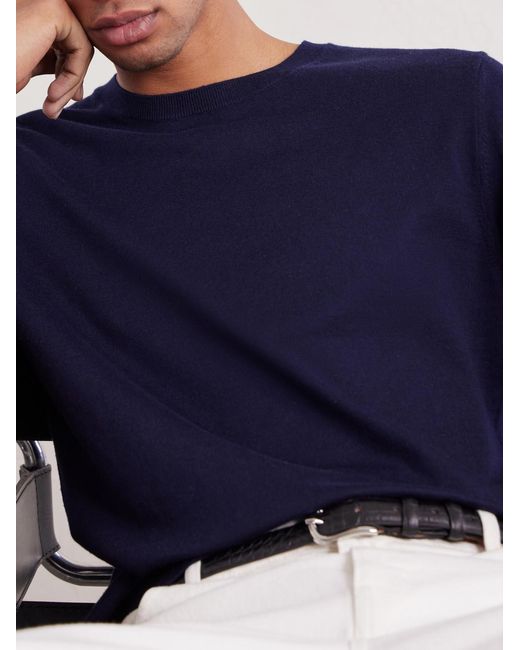 Mr P. Blue Organic Cotton And Cashmere-Blend T-Shirt for men