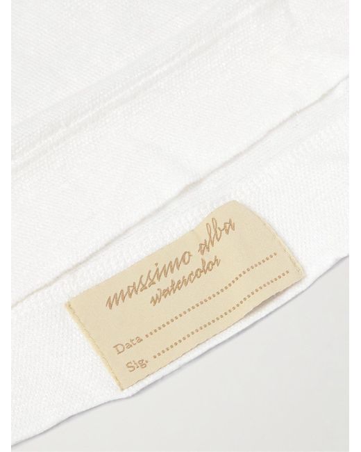 Polo slim-fit in lino piqué Aruba di Massimo Alba in White da Uomo