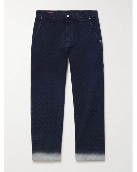 Gucci Gerade geschnittene Jeans mit Jacquard-Logomuster und Farbverlauf in Blue für Herren