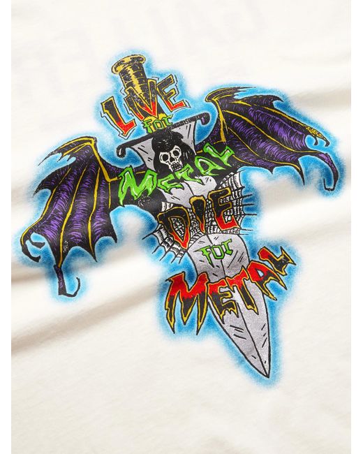 GALLERY DEPT. Blue Live For Metal Glittered Printed Cotton-jersey T-shirt for men