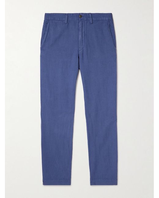 Polo Ralph Lauren Blue Straight-Leg Linen And Cotton-Blend Trousers for men