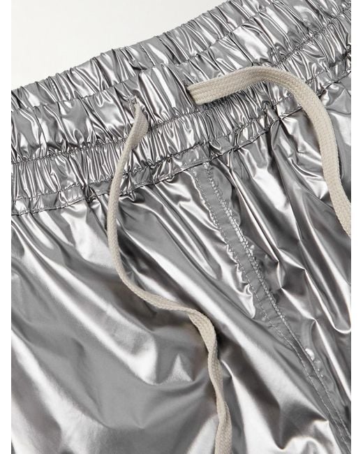 Rick Owens Gray Champion Dolphin Straight-leg Logo-embroidered Metallic Shell Shorts for men