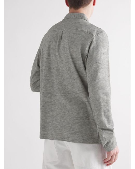 Mr P. Gray Mélange Organic Cotton-Piqué Shirt for men