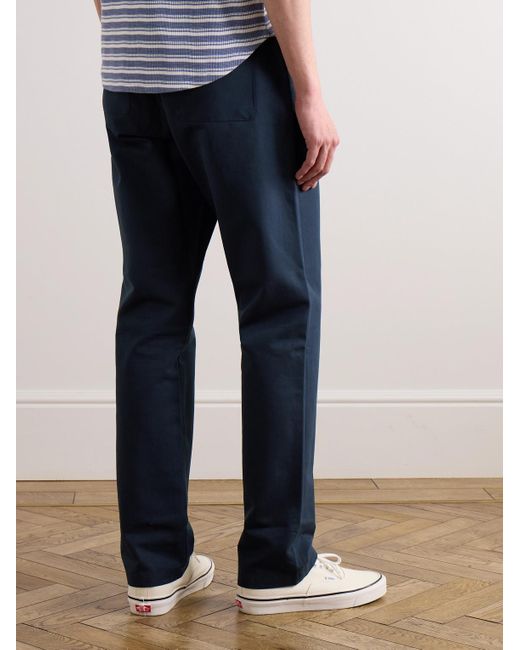 Pantaloni a gamba dritta in drill di cotone con coulisse di Oliver Spencer in Blue da Uomo