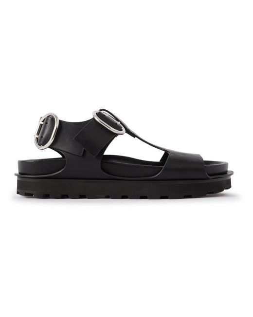 Jil Sander Black Buckled Leather Sandals for men