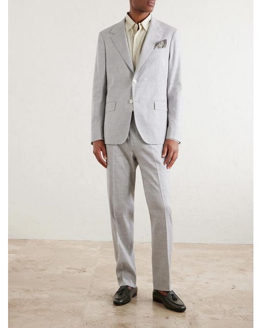 Mr P. Gray Wool And Linen-blend Suit Jacket for men