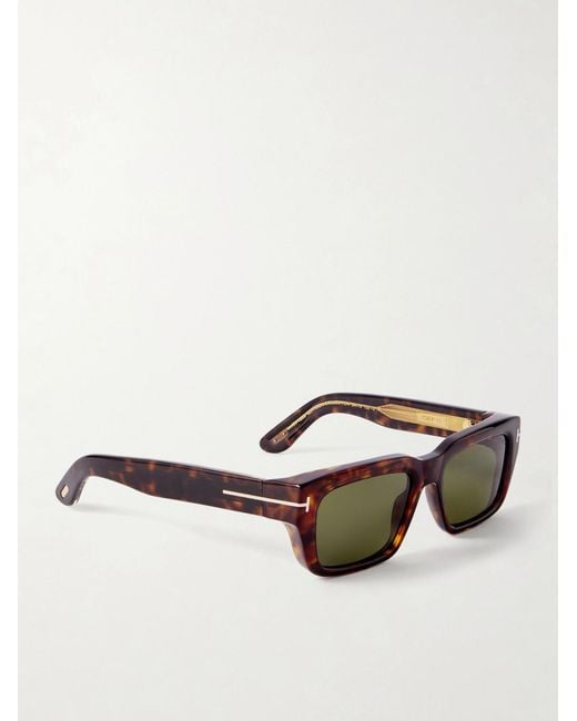 Tom Ford Black Icon Rectangular-frame Tortoiseshell Acetate Sunglasses for men