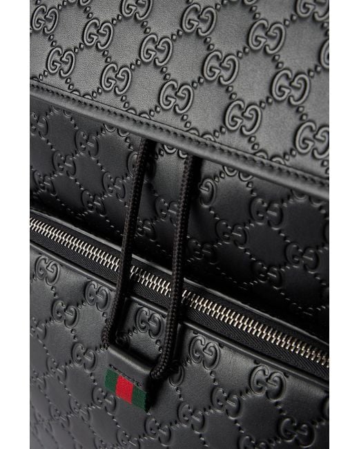 Gucci Black Arabella Logo-Debossed Leather Backpack for men