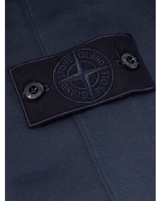 Stone Island Blue Logo-appliquéd Cotton-jersey Half-placket Sweatshirt for men