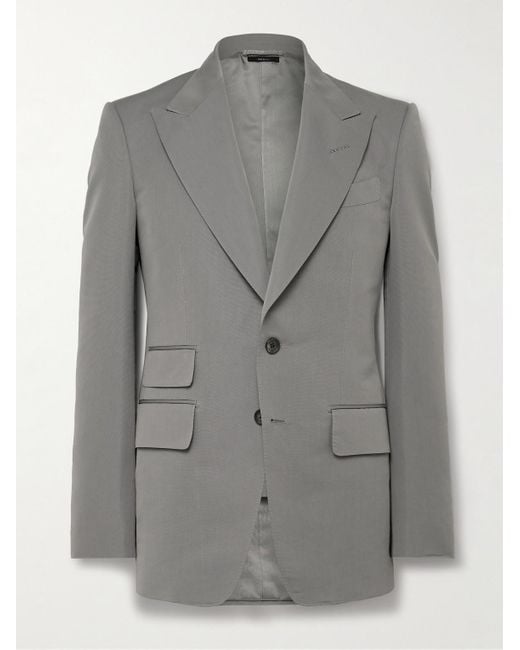 Tom Ford Gray Shelton Slim-fit Cotton And Silk-blend Poplin Suit Jacket for men