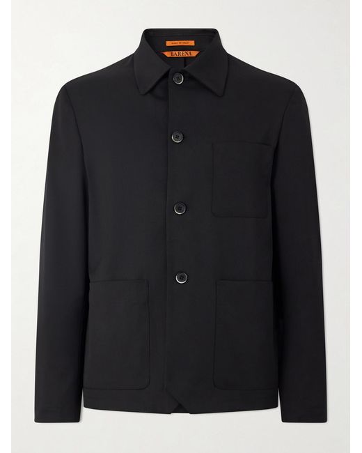 Barena Black Wool-Blend Gabardine Overshirt for men