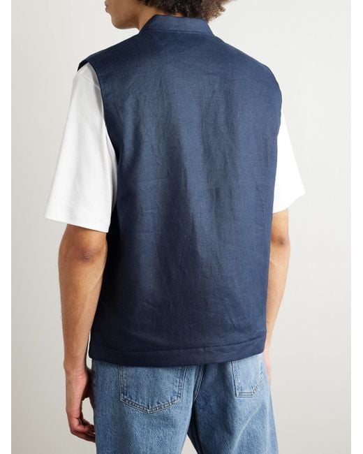 NN07 Blue Cafu 1454 Padded Linen Gilet for men