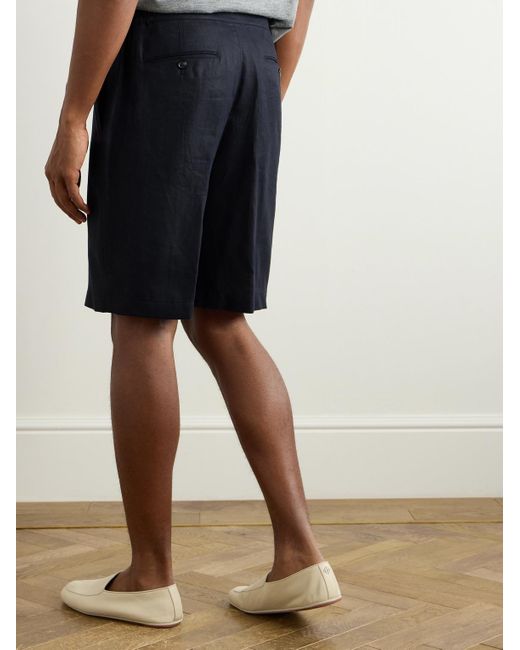 Loro Piana Blue Straight-Leg Linen Shorts for men