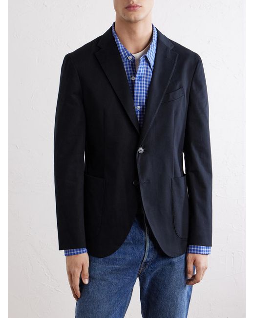 Slowear Black Stretch-Cotton Gabardine Suit Jacket for men