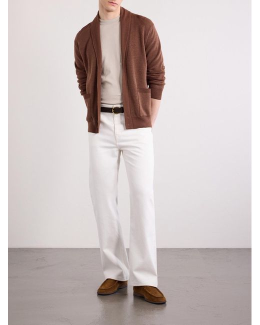 Brioni Natural Knitted Cotton T-Shirt for men