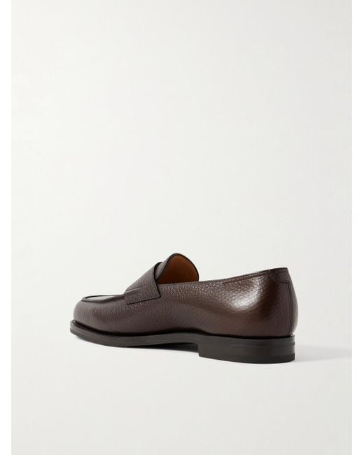 John Lobb Brown Lopez Full-Grain Leather Penny Loafers for men