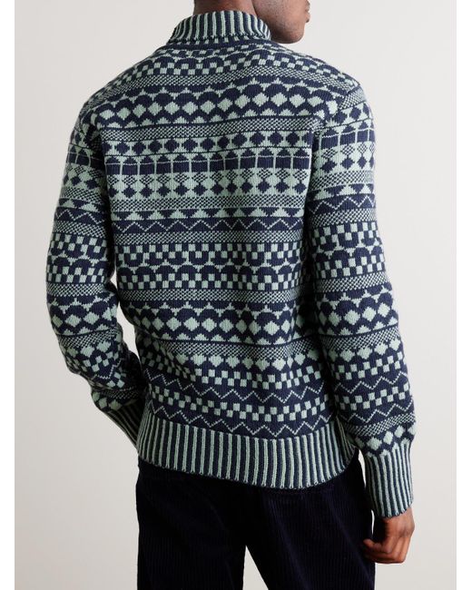 Oliver Spencer Blue Talbot Wool-jacquard Rollneck Sweater for men
