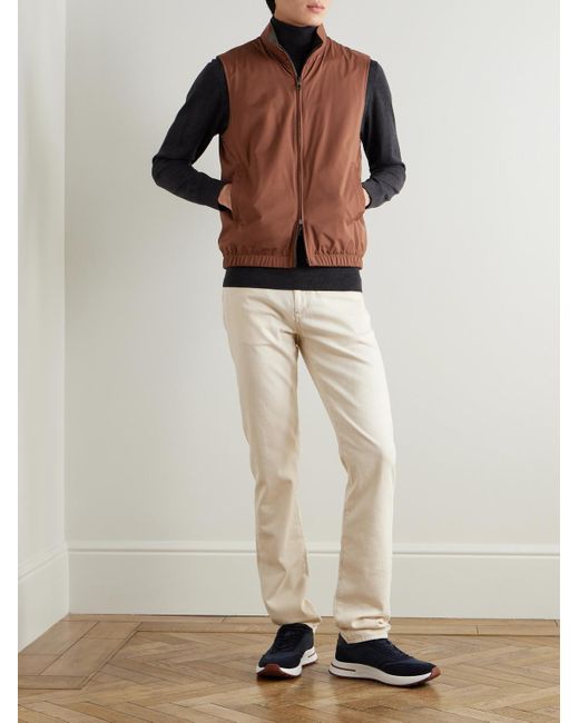 Loro Piana Brown Slim-Fit Reversible Storm System Shell And Super Wish Virgin Wool Gilet for men
