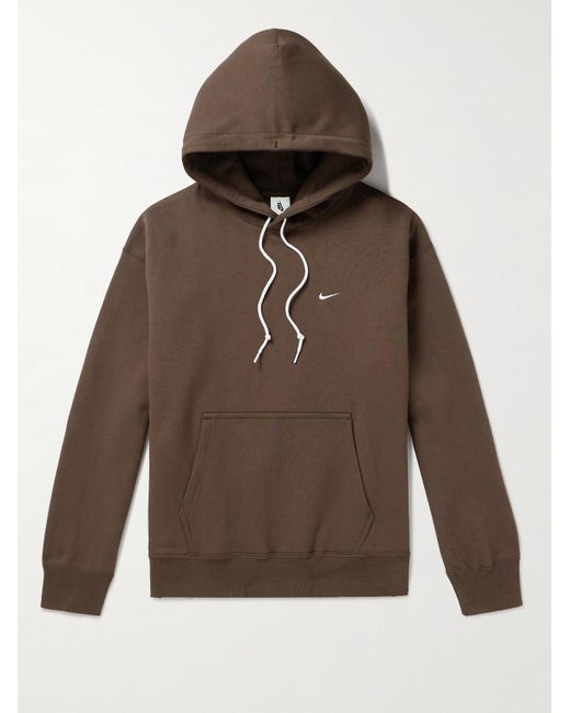 Nike Brown Solo Swoosh Logo-embroidered Cotton-blend Jersey Hoodie for men