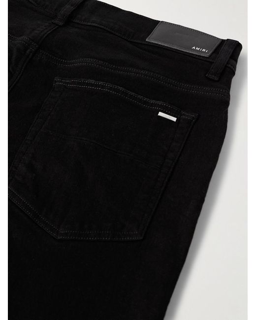 Amiri Black Mx1 Skinny-Fit Leather-Panelled Distressed Jeans for men