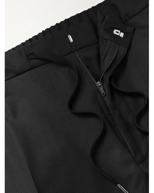 Mr P. Black Straight-Leg Virgin Wool Drawstring Tuxedo Trousers for men