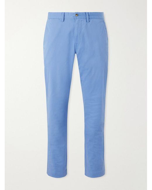Polo Ralph Lauren Blue Straight-Leg Cotton-Blend Trousers for men