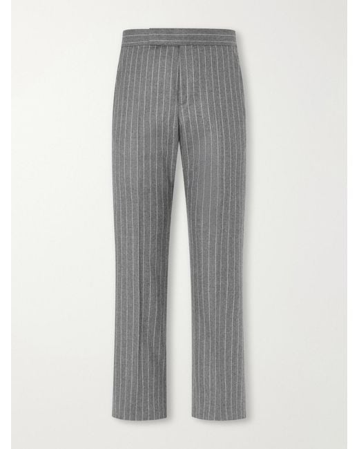 Tom Ford Gray Straight-Leg Pinstripe Wool-Flannel Trousers for men