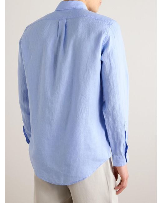 Polo Ralph Lauren Hemd aus Leinen mit Logostickerei und Button-Down-Kragen in Blue für Herren