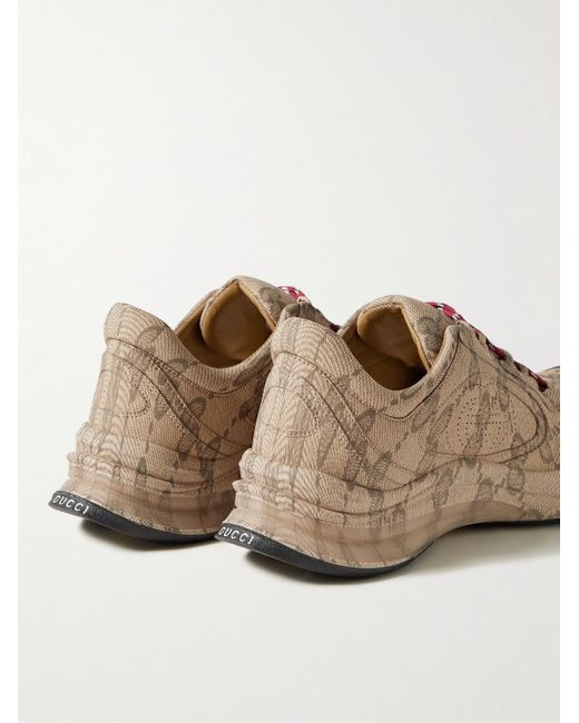 Sneakers in pelle con logo stampato di Gucci in Natural da Uomo
