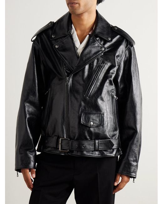 Dries Van Noten Black Leather Jacket for men