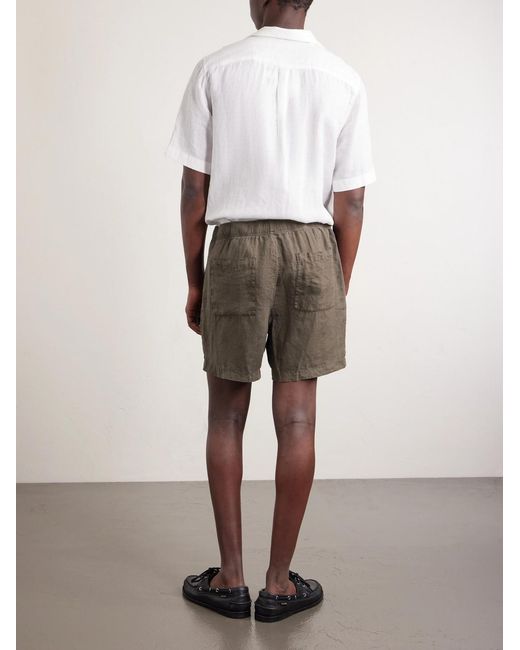 James Perse Gray Straight-Leg Garment-Dyed Linen Drawstring Shorts for men