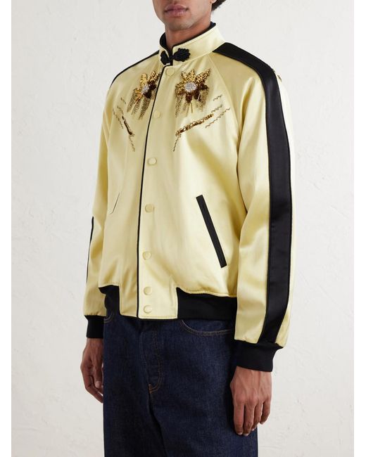 Valentino Garavani Natural Embellished Satin Bomber Jacket for men