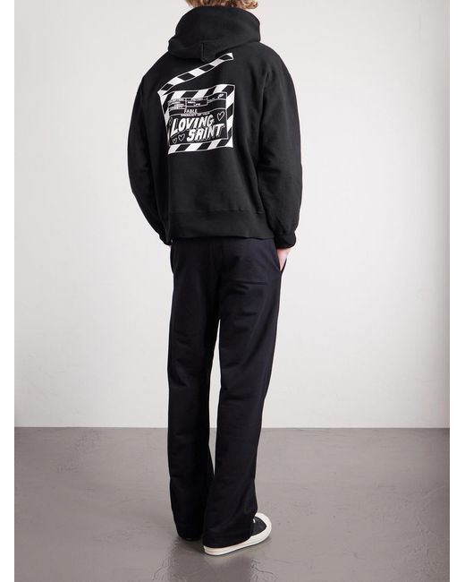 SAINT Mxxxxxx Blue I Love Saint Logo-print Cotton-jersey Hoodie for men