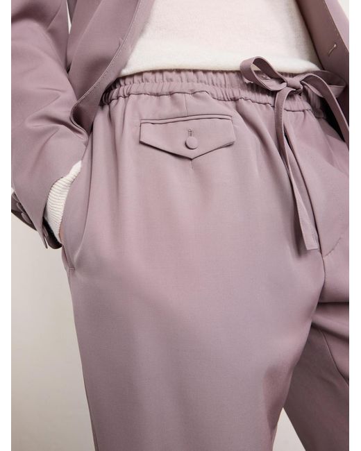 Dolce & Gabbana Purple Straight-Leg Virgin Wool Drawstring Suit Trousers for men