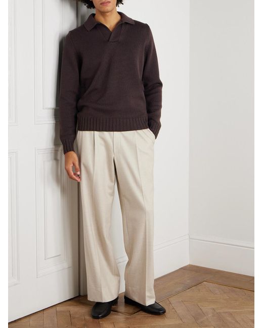 Thom Sweeney Brown Skipper Wool Polo Shirt for men