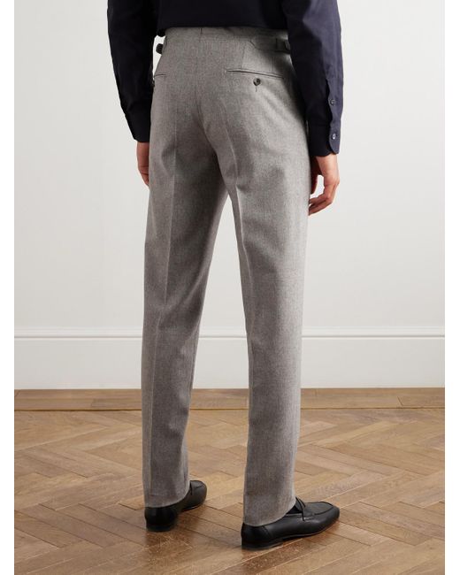 Thom Sweeney Gray Tapered Wool Trousers for men