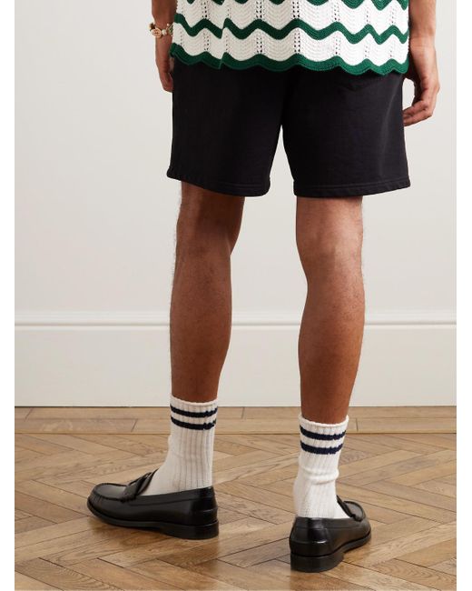 Casablancabrand Black Casa Way Embroidered Cotton-jersey Shorts for men