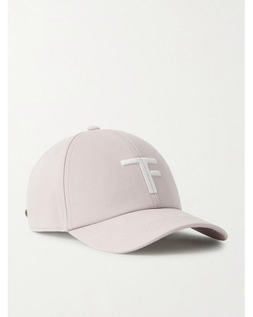 Tom Ford Natural Leather-trimmed Logo-embroidered Cotton-twill Baseball Cap for men