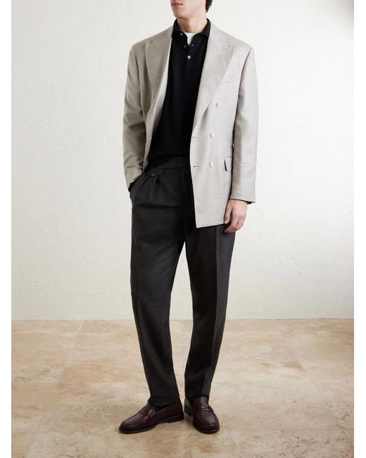 Brunello Cucinelli Black Virgin Wool And Cashmere-blend Polo Shirt for men
