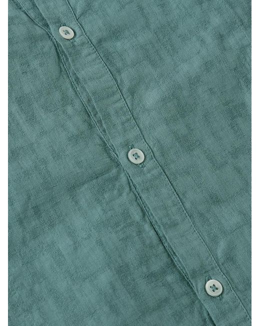 Camicia in misto lino e cotone con mezzo cannoncino e collo alla coreana Kos di Massimo Alba in Blue da Uomo