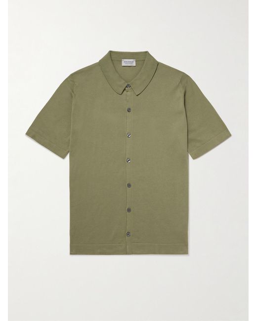 John Smedley Green Folke Sea Island Cotton Shirt for men