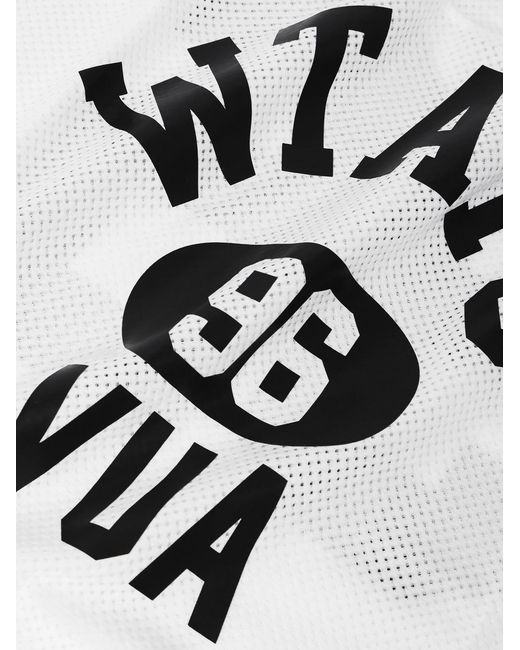 (w)taps Blue Logo-Print Mesh T-Shirt for men